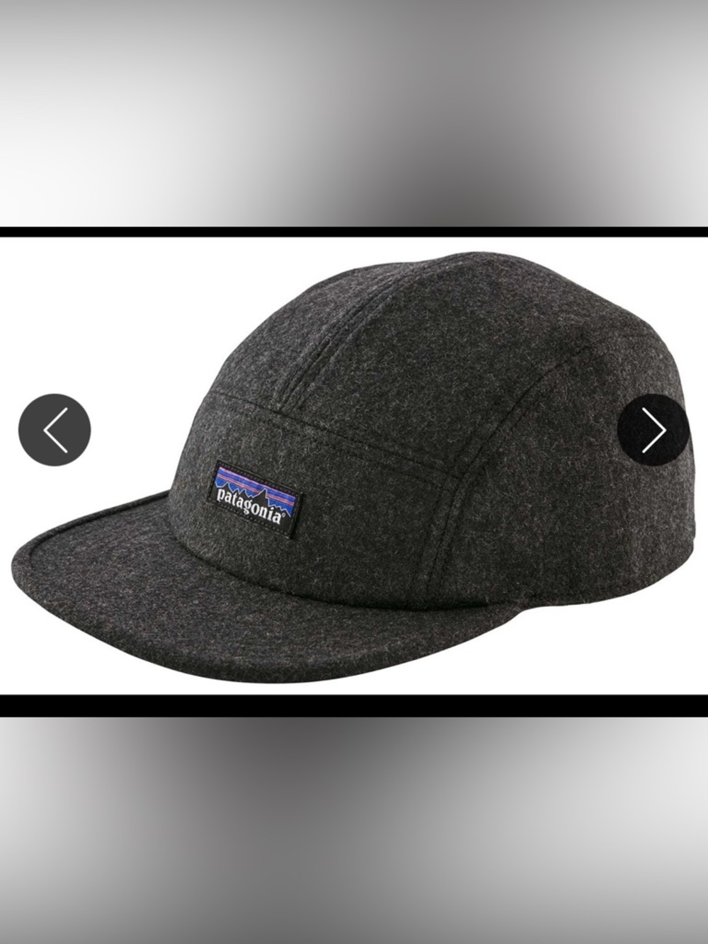 Patagonia Wool Blend 5 Panel Camp Hat Black Outdoor Camping/Minimal  Cap